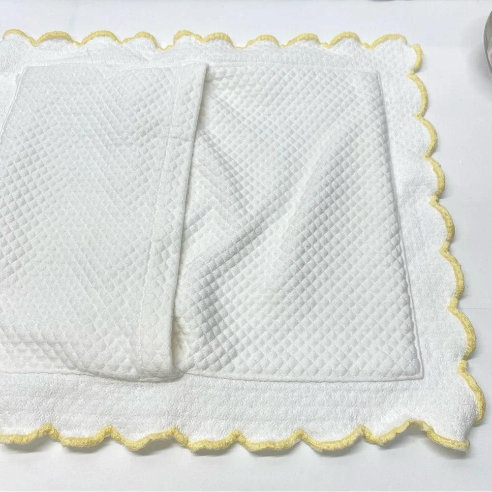 Pottery Barn Kids White Quilted Pillow Sham With Yellow Trim Baby Room Cozy Soft